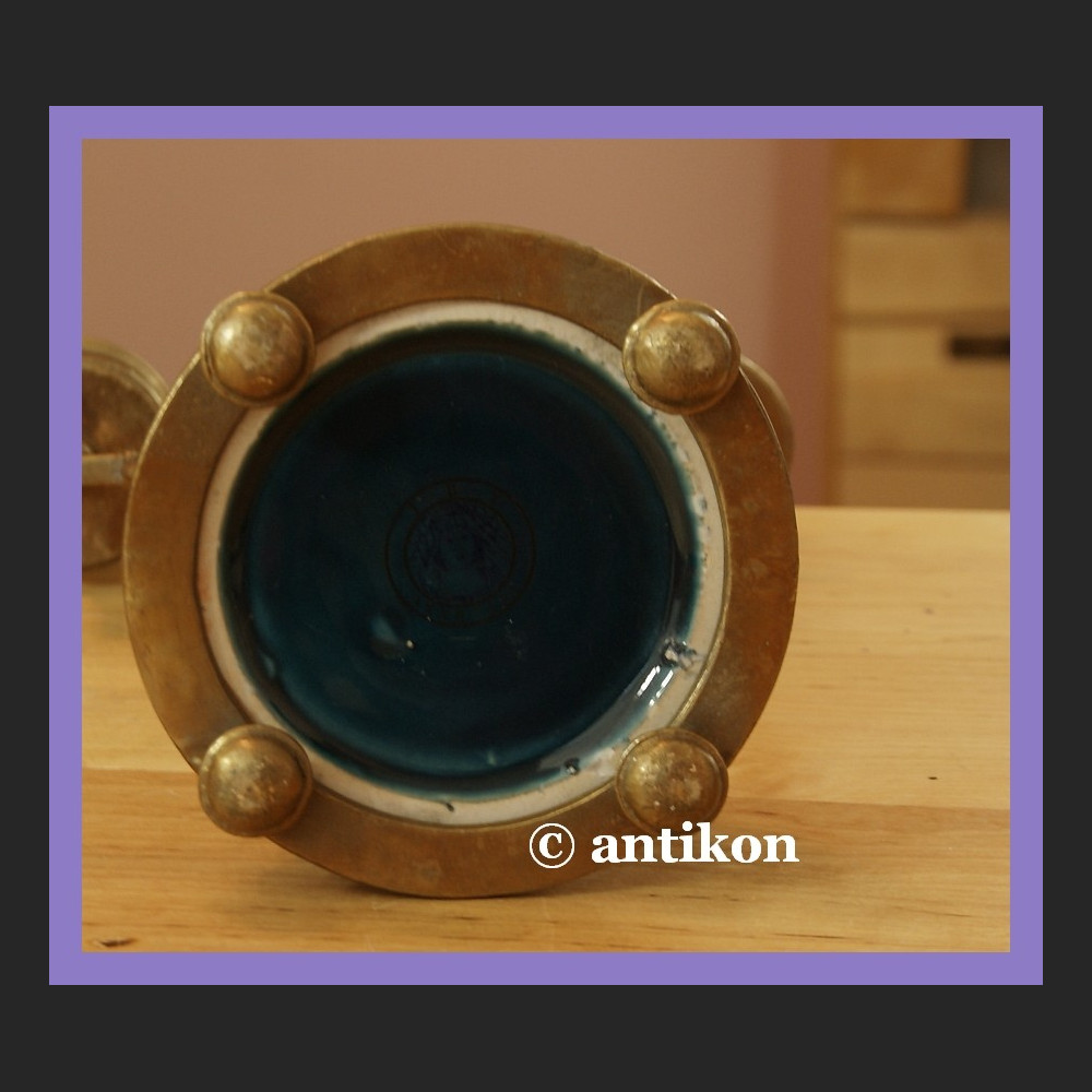 EMPIROWY ŚWIECZNIK PORCELANA Z BRĄZEM