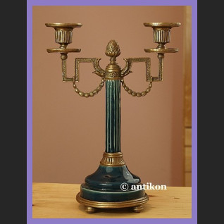 EMPIROWY ŚWIECZNIK PORCELANA Z BRĄZEM