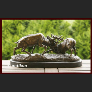 Myślistwo łowiectwo dwa jelenie w pojedynku wspaniały brąz ogromna rzeźba Myślistwo łowiectwo dwa jelenie w pojedynku wspaniały brąz ogromna rzeźba