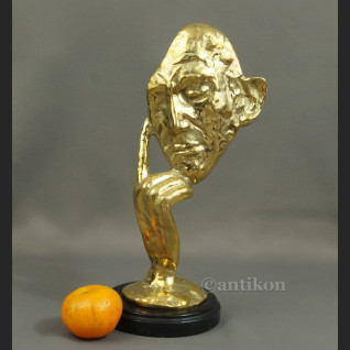 Myśliciel maska modernistyczna rzeźba złocony unikat