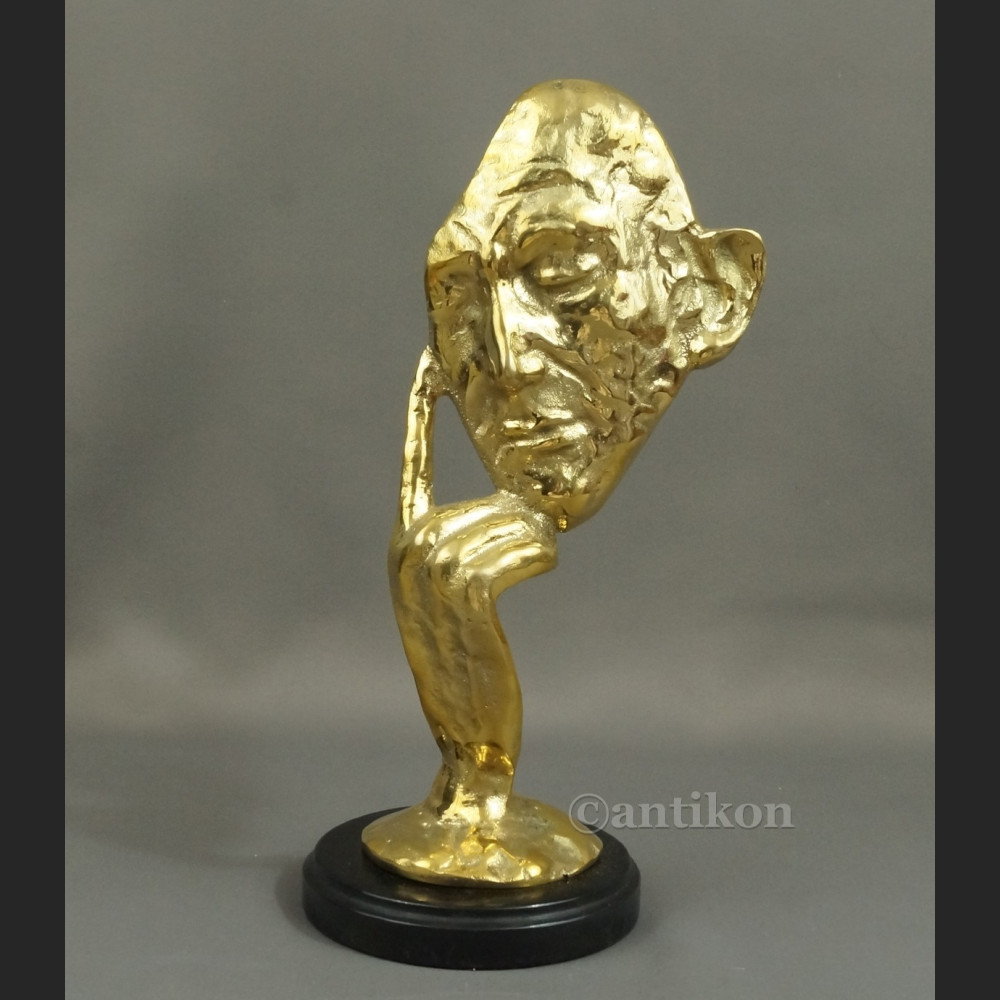 Myśliciel maska modernistyczna rzeźba złocony unikat Myśliciel maska modernistyczna rzeźba złocony unikat