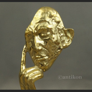 Myśliciel maska modernistyczna rzeźba złocony unikat Myśliciel maska modernistyczna rzeźba złocony unikat