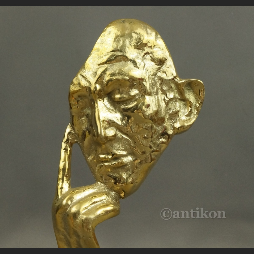 Myśliciel maska modernistyczna rzeźba złocony unikat Myśliciel maska modernistyczna rzeźba złocony unikat
