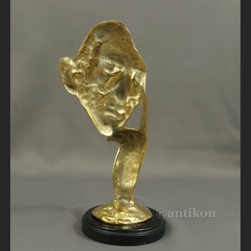 Myśliciel maska modernistyczna rzeźba złocony unikat Myśliciel maska modernistyczna rzeźba złocony unikat