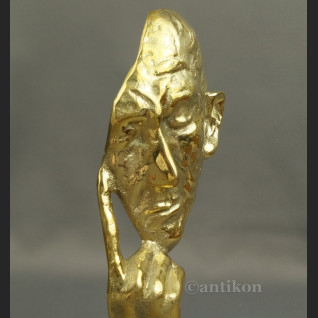 Myśliciel maska modernistyczna rzeźba złocony unikat Myśliciel maska modernistyczna rzeźba złocony unikat