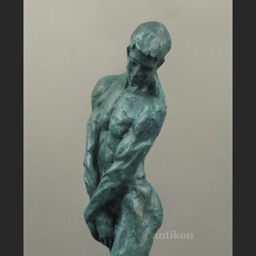 Rzeźba  A. Rodin  Adam piękny duży posąg z brązu  