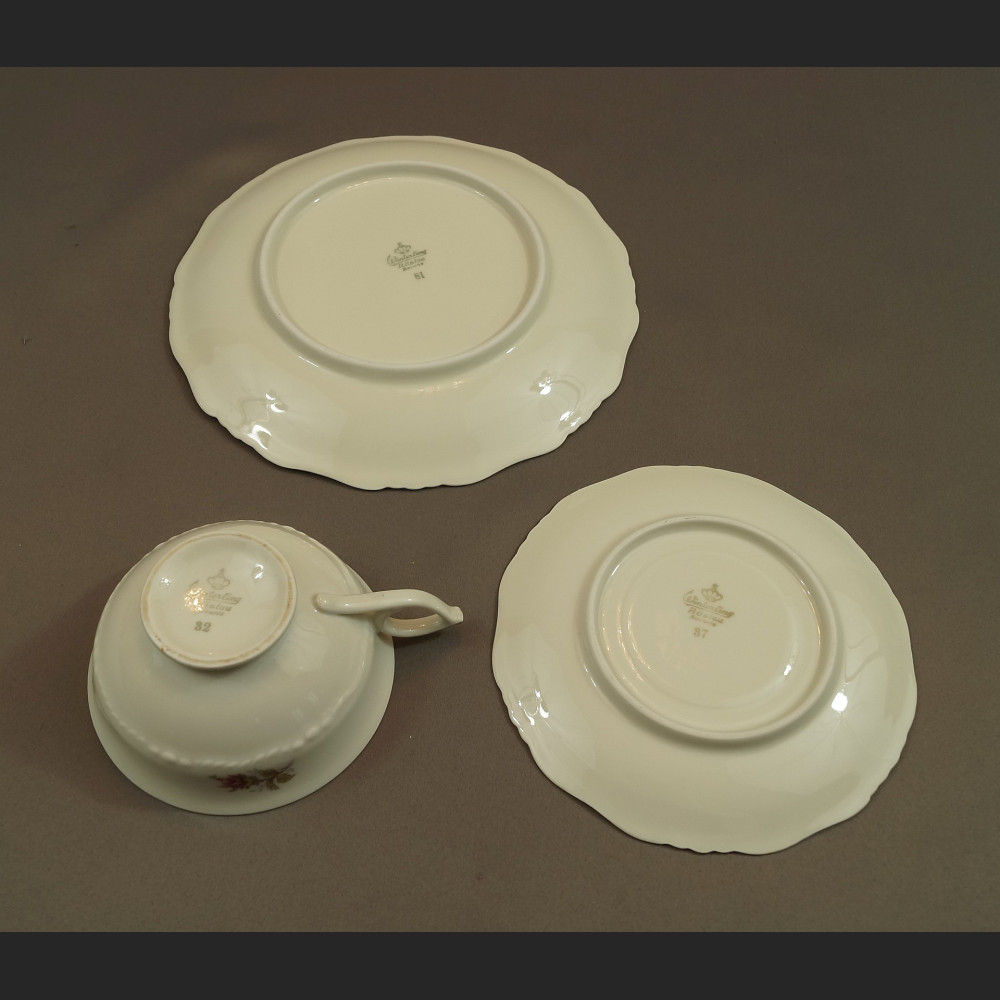 Stara filiżanka Bawaria porcelanowe trio z różą Stara filiżanka Bawaria porcelanowe trio z różą