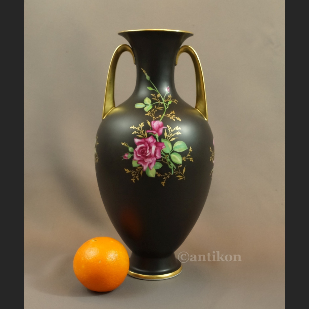 Wazon Rosenthal duży czarny z różą 