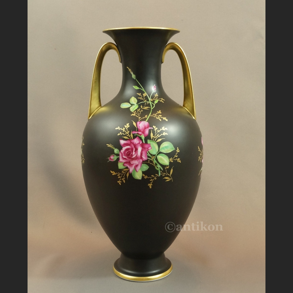 Wazon Rosenthal duży czarny z różą 