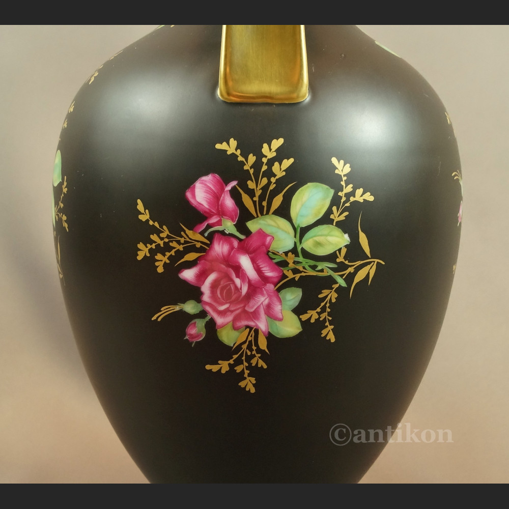 Wazon Rosenthal duży czarny z różą 