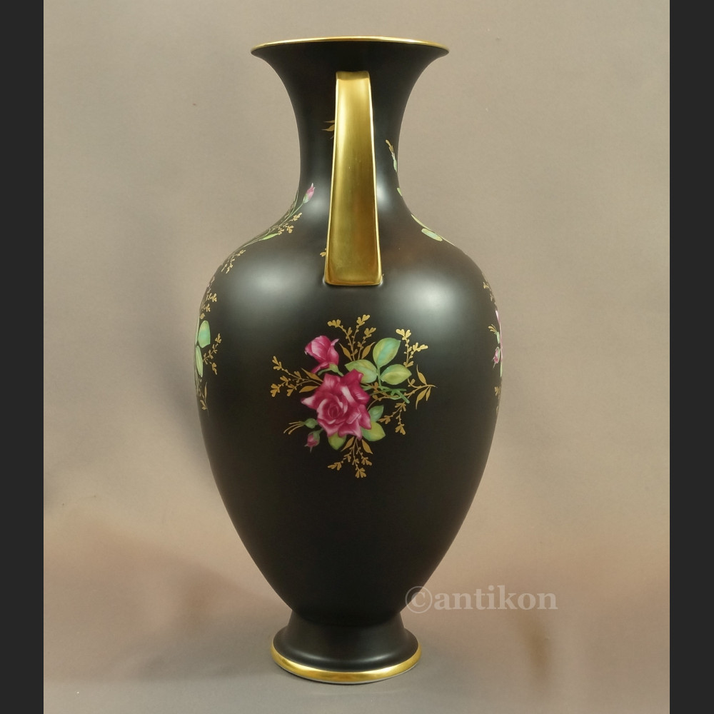 Wazon Rosenthal duży czarny z różą 