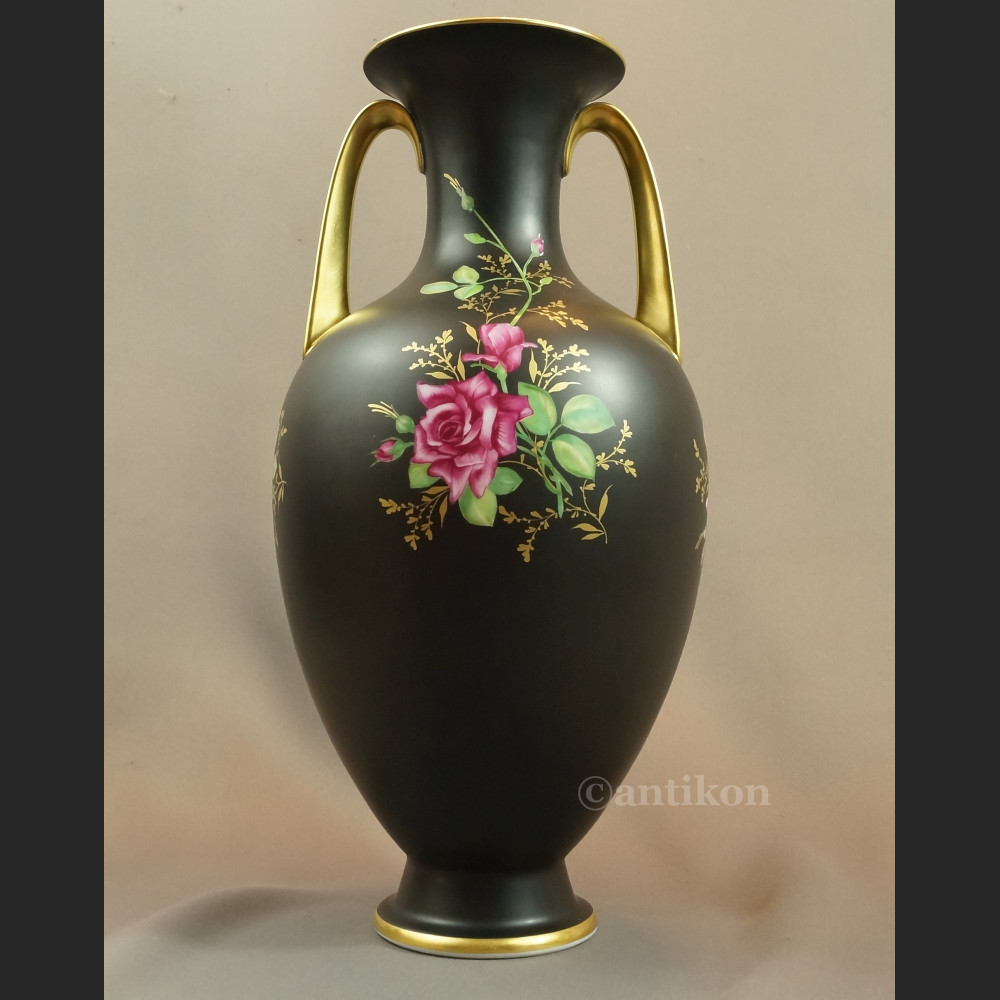 Wazon Rosenthal duży czarny z różą 