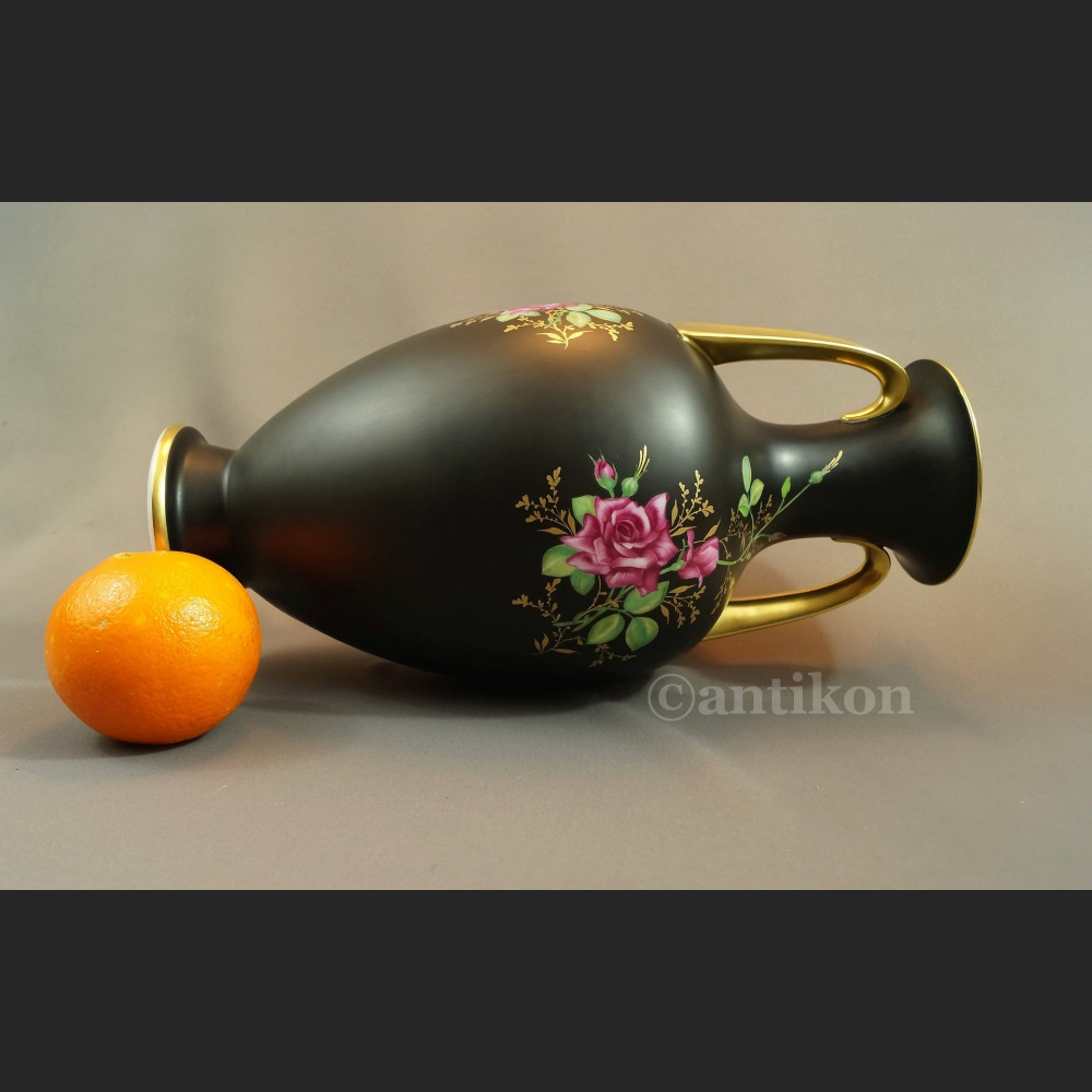 Wazon Rosenthal duży czarny z różą 