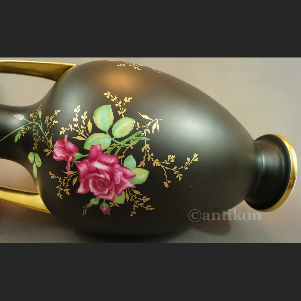 Wazon Rosenthal duży czarny z różą 