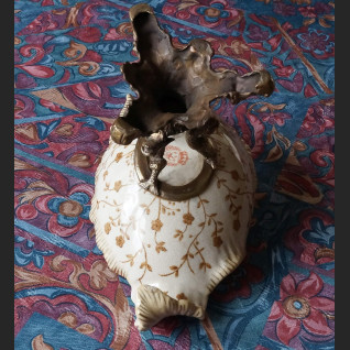 Niezwykła duża patera z delfinami z brązu