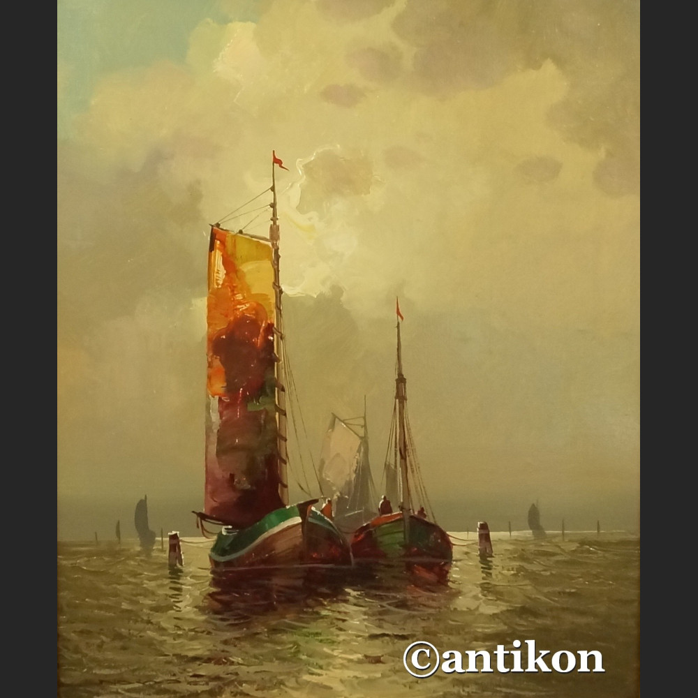 Malarstwo marynistyczne stary olej w pięknej ramie 