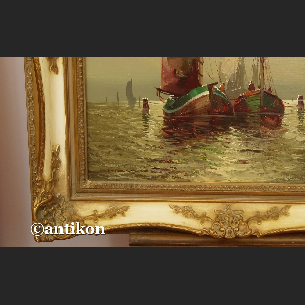 Malarstwo marynistyczne stary olej w pięknej ramie 