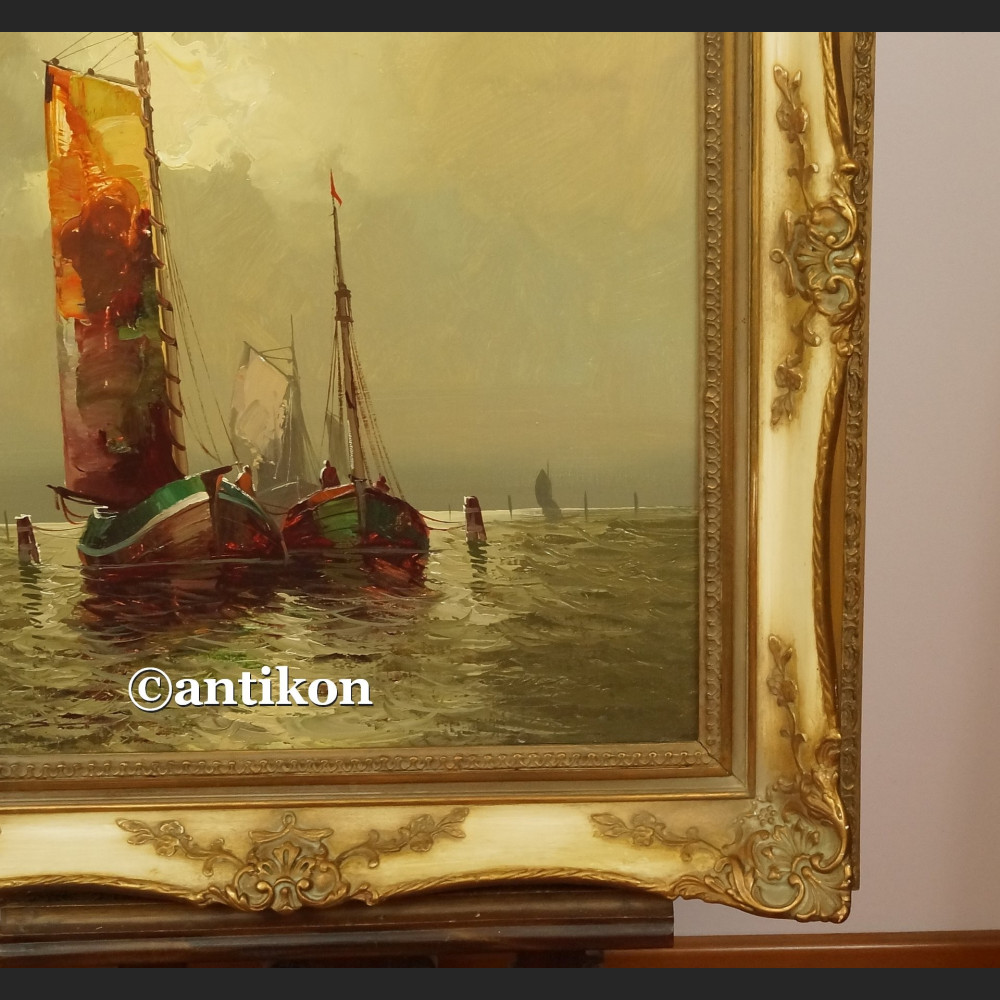 Malarstwo marynistyczne stary olej w pięknej ramie 