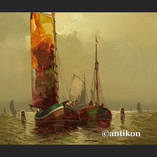 Malarstwo marynistyczne stary olej w pięknej ramie 