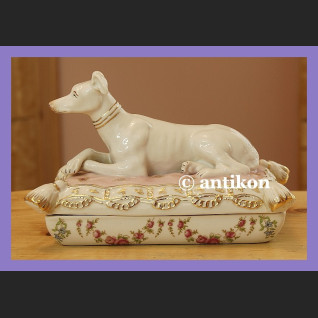NIESAMOWITA PORCELANOWA SZKATUŁKA Z PSEM