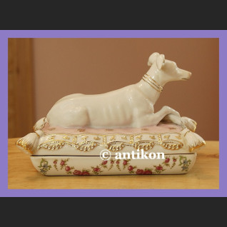 NIESAMOWITA PORCELANOWA SZKATUŁKA Z PSEM