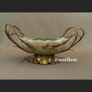 Żardiniera  patera secesyjna z nenufarami 