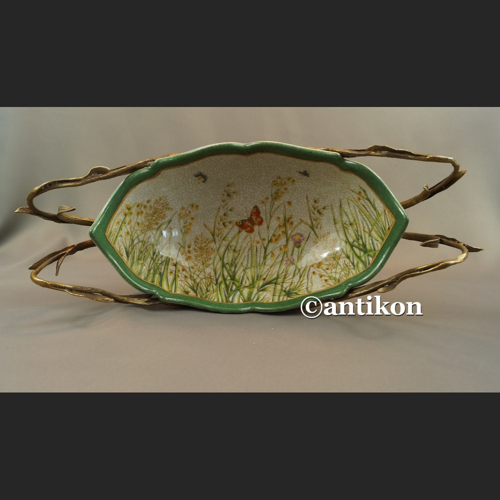 Żardiniera  patera secesyjna z nenufarami 