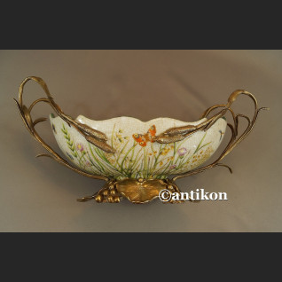 Żardiniera  patera secesyjna z nenufarami 