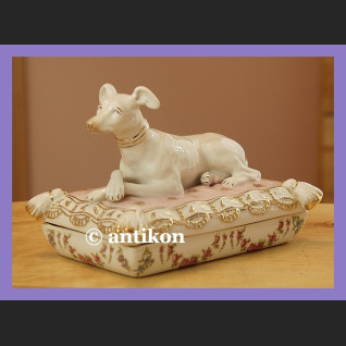 NIESAMOWITA PORCELANOWA SZKATUŁKA Z PSEM
