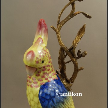 Świeczniki Pod papugami porcelana z brązem
