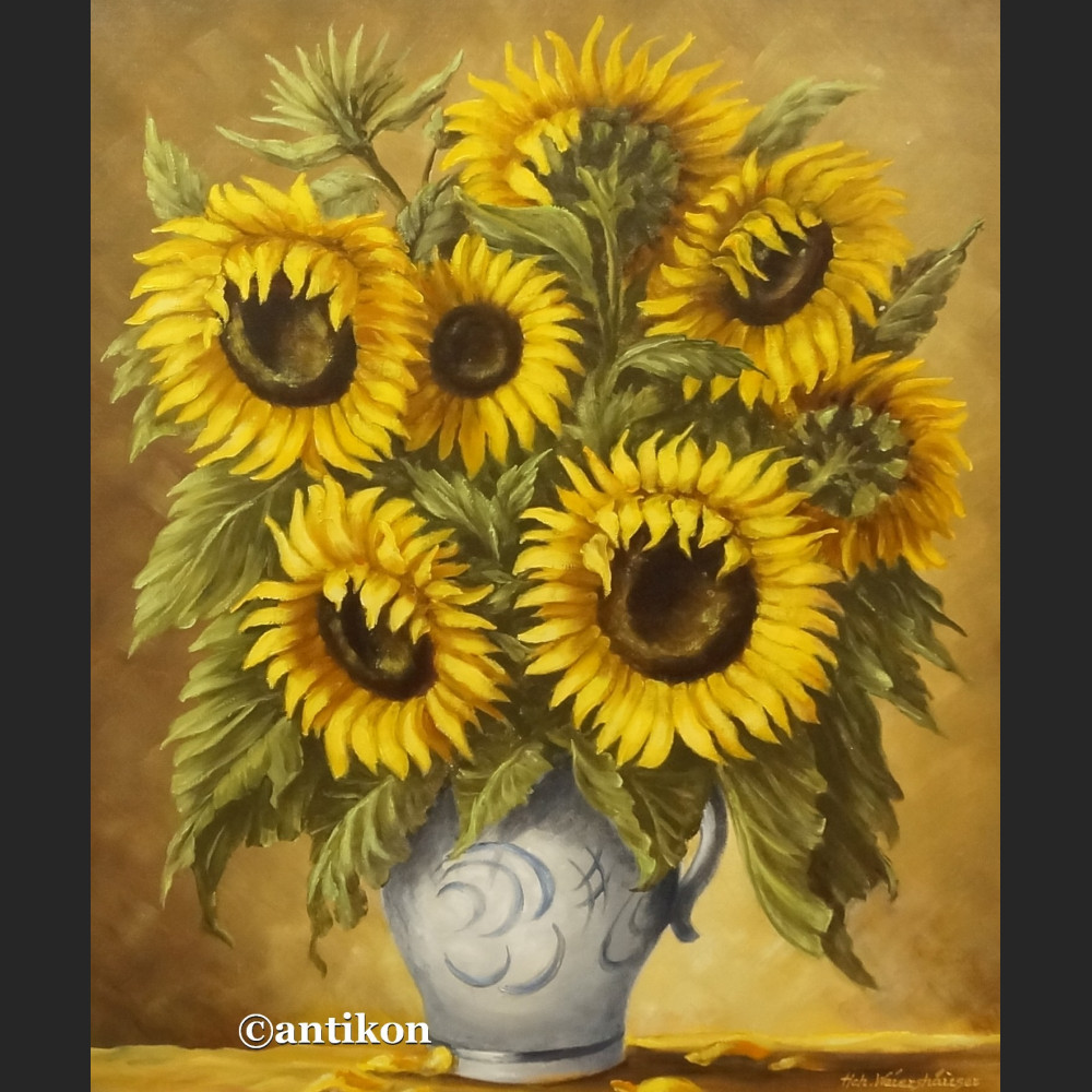 Słoneczniki w wazonie obraz olejny  Słoneczniki w wazonie obraz olejny