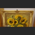 Słoneczniki w wazonie obraz olejny na płótnie