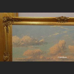 Obraz aukcyjny brzeg jeziora w stylowej ramie  Obraz aukcyjny brzeg jeziora w stylowej ramie