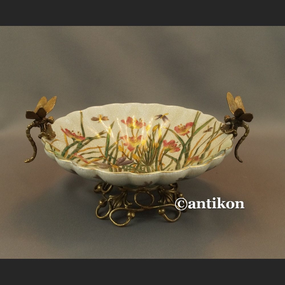 Patera porcelanowa z ważkami w brązie Patera porcelanowa z ważkami w brązie