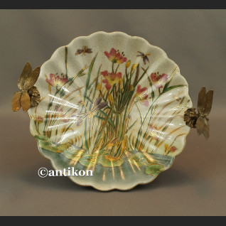 Patera  porcelanowa z ważkami w brązie 