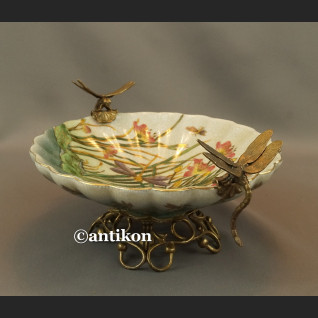Patera porcelanowa z ważkami w brązie Patera porcelanowa z ważkami w brązie