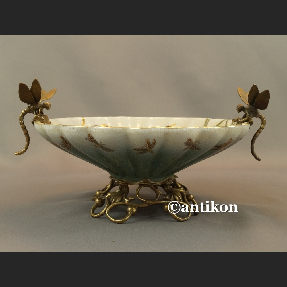 Patera porcelanowa z ważkami w brązie Patera porcelanowa z ważkami w brązie