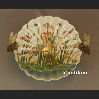 Patera porcelanowa z ważkami w brązie Patera porcelanowa z ważkami w brązie