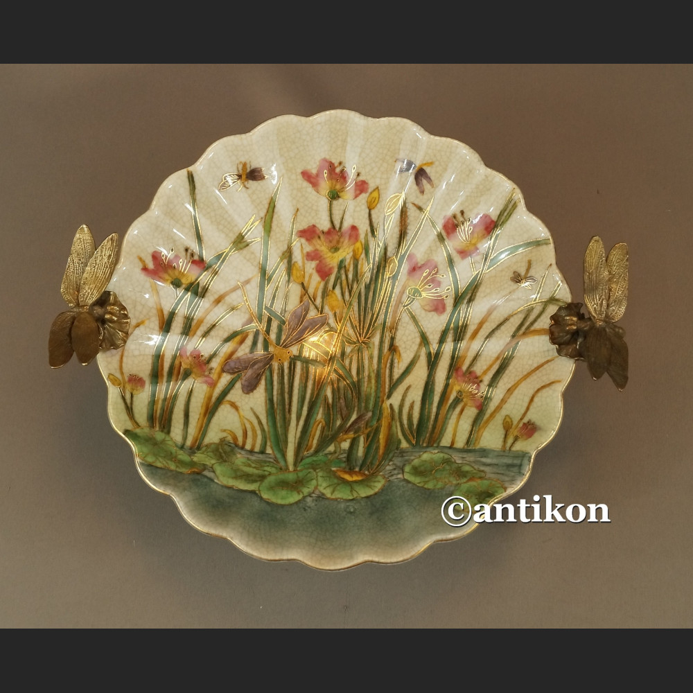 Patera porcelanowa z ważkami w brązie Patera porcelanowa z ważkami w brązie