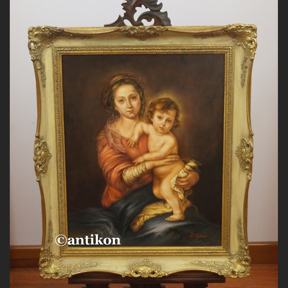 Madonna z Jezuskiem obraz olejny religijny wg Murillo 