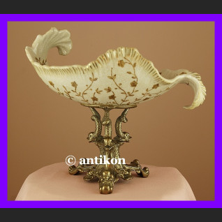 Niezwykła duża patera z delfinami z brązu