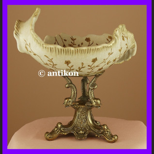 Niezwykła duża patera z delfinami z brązu