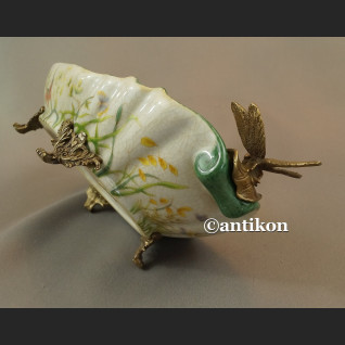 Patera  porcelanowa z brązem w stylu secesyjnym 