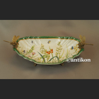 Patera  porcelanowa z brązem w stylu secesyjnym 