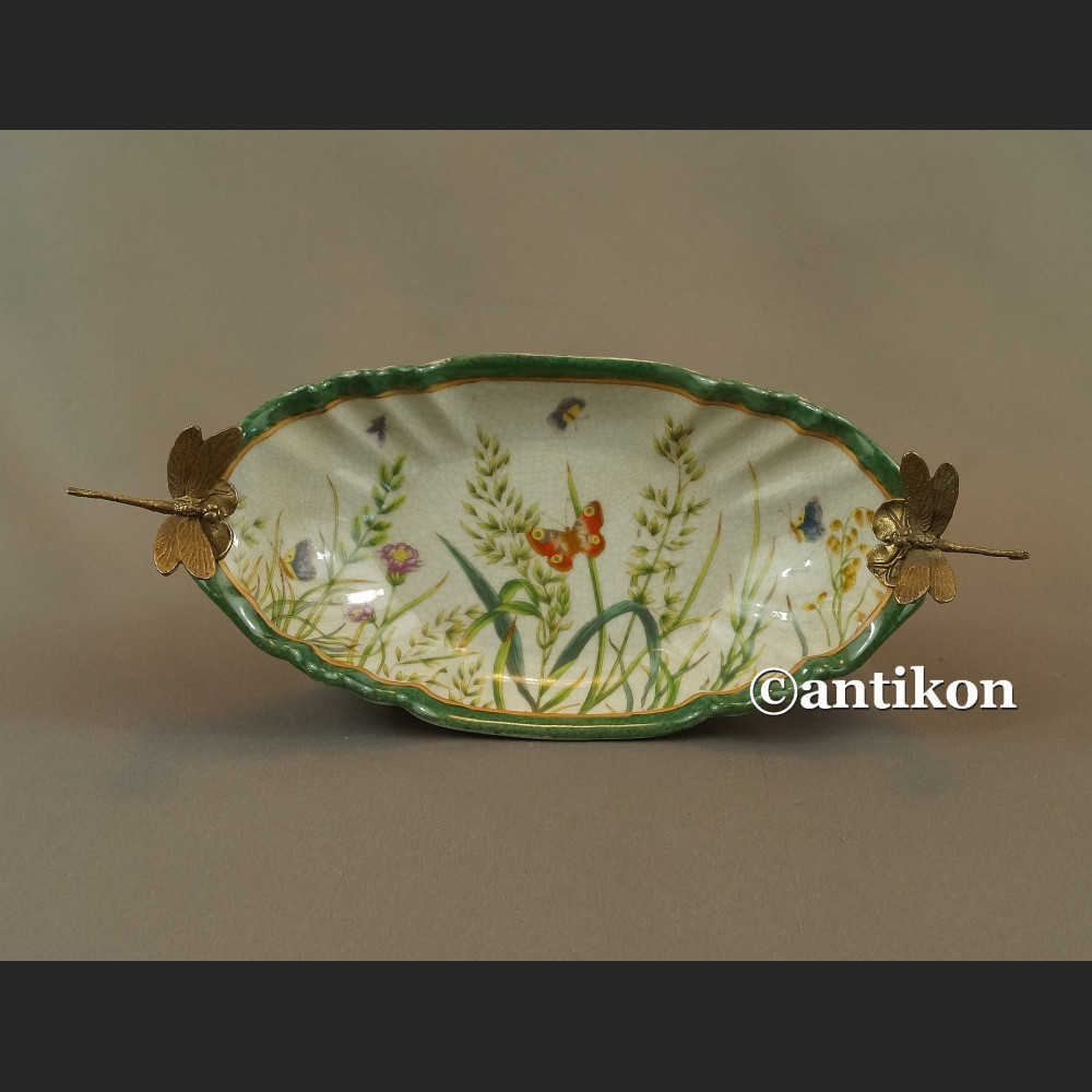 Patera  porcelanowa z brązem w stylu secesyjnym 