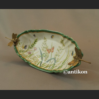 Patera  porcelanowa z brązem w stylu secesyjnym 