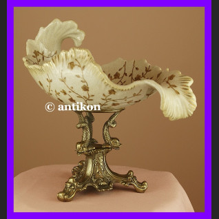 Niezwykła duża patera z delfinami z brązu