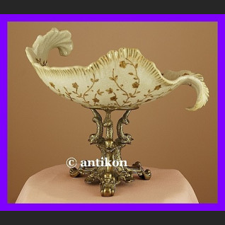 Niezwykła duża patera z delfinami z brązu