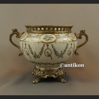 Żardiniera z brązem duża donica z papużkami Żardiniera z brązem duża donica z papużkami