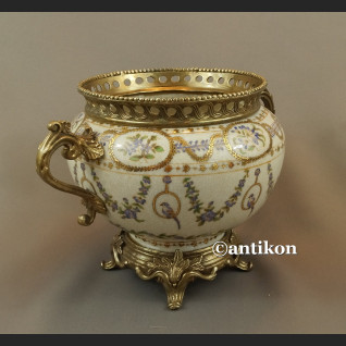 Żardiniera z brązem duża donica z papużkami Żardiniera z brązem duża donica z papużkami